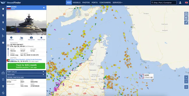 Принадлежащая бизнесмену Алексею Мордашову 142-метровая суперъяхта «Норд» вышла из Дубая 24 апреля и, следуя в Оман, пересекла Ормузский пролив; в тот же период через пролив прошли и другие суда, в том числе находящиеся под американскими санкциями танкеры.