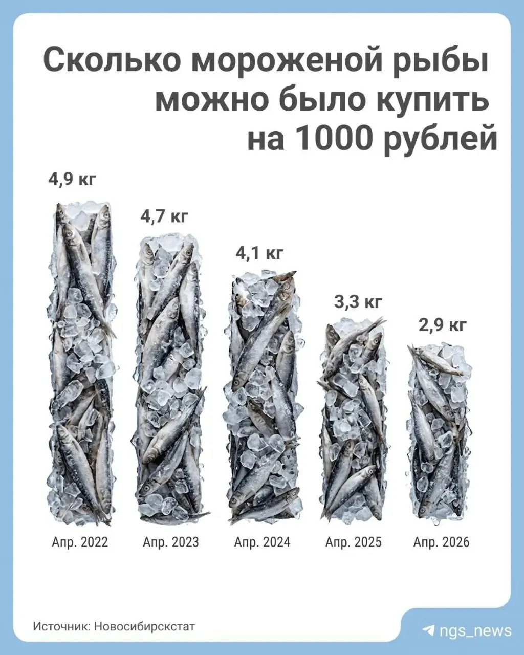 Средняя стоимость килограмма замороженной рыбы поднялась с 336 до 347 рублей; с 2022 года рост превысил 40%, а в 2025 году наблюдался наиболее резкий скачок.