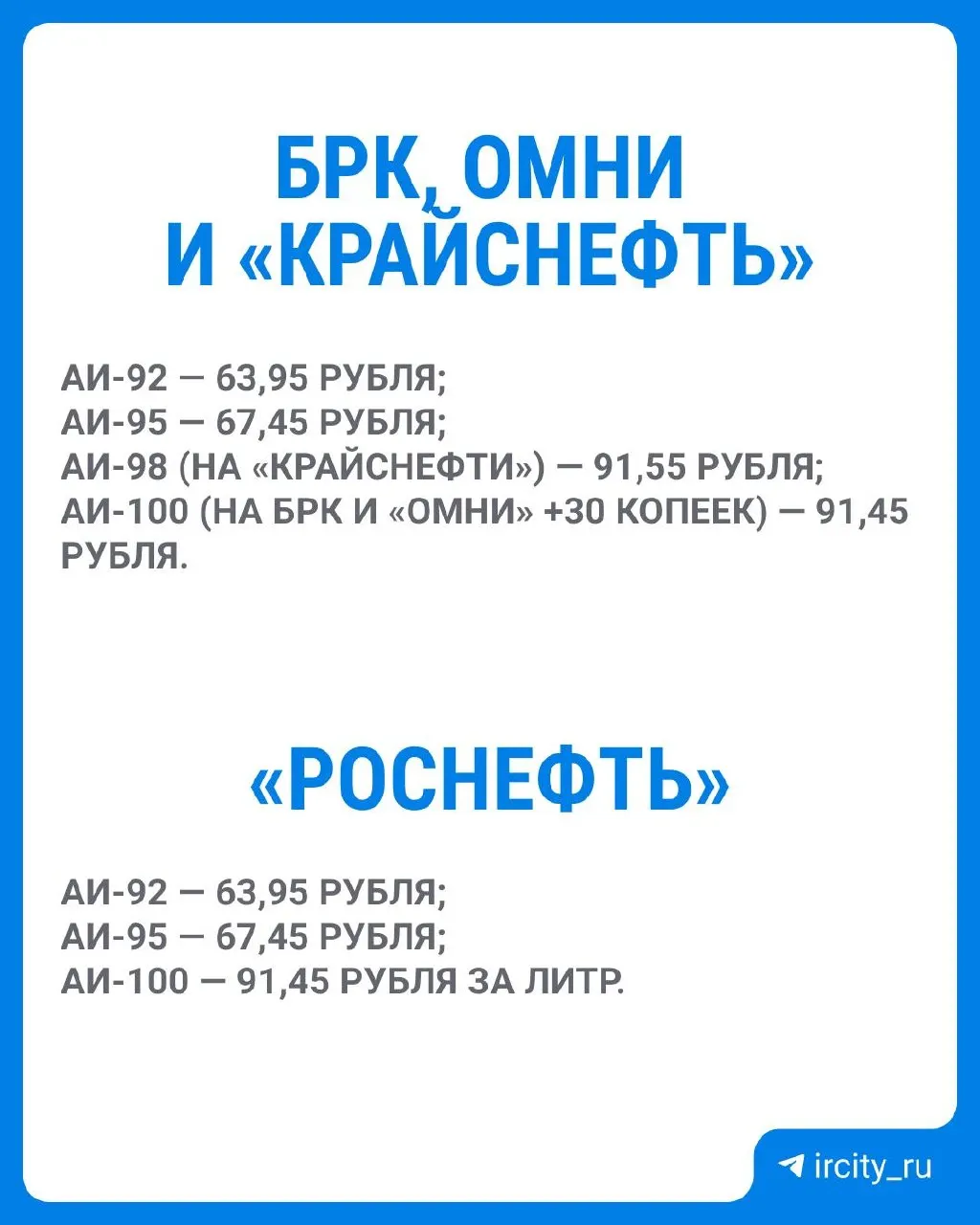 Дизель в Иркутске продают по 82,10 рубля за литр — цена не изменилась за неделю; лишь в сети «Роснефть» литр подорожал до 82,30 рубля.