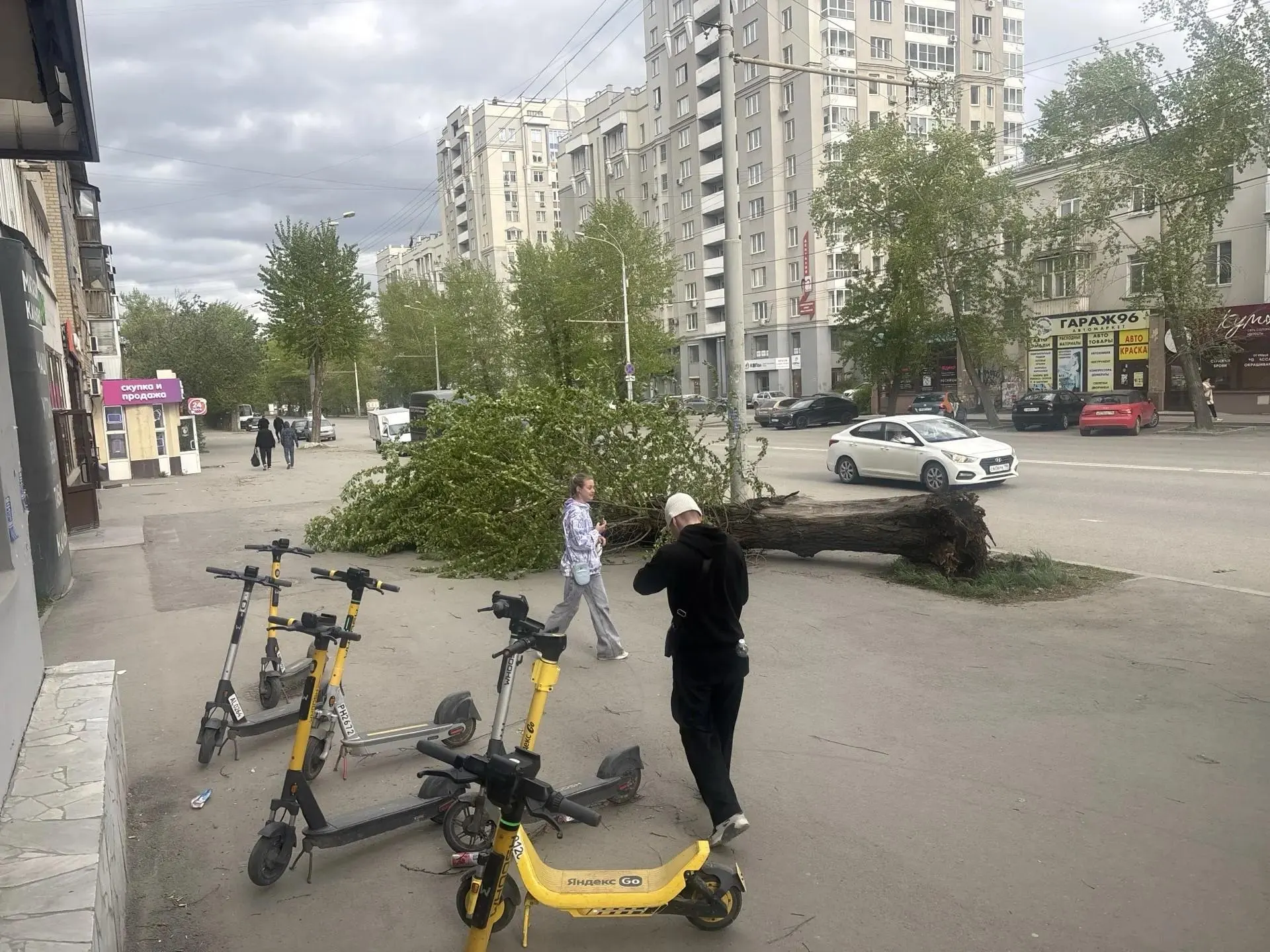 Мощный порывистый ветер, местами до 25 м/с, прошёл по ряду районов Урала и Сибири, повалив деревья и повредив кровли домов.