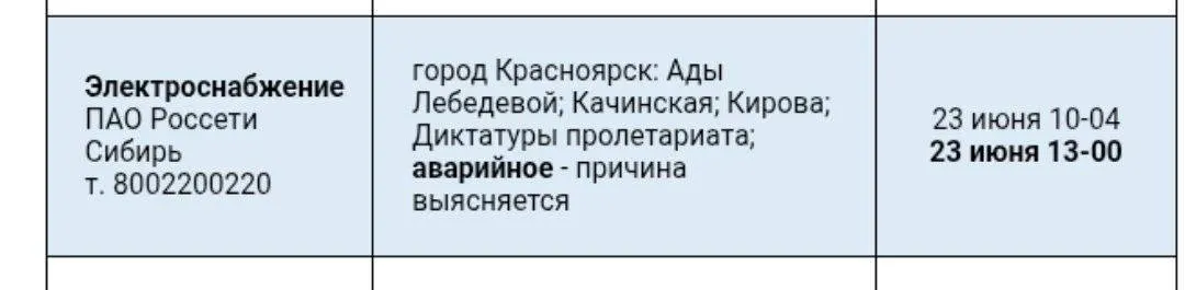 Аварийное отключение электроэнергии произошло в центре Красноярска; из‑за этого временно не функционируют светофоры, возможны заторы.