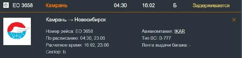 Рейс из Камрани, которым должны были вернуться туристы в Новосибирск, несколько раз переносили; людей вывезли из терминала и планируют разместить в отелях, точного времени вылета пока нет.