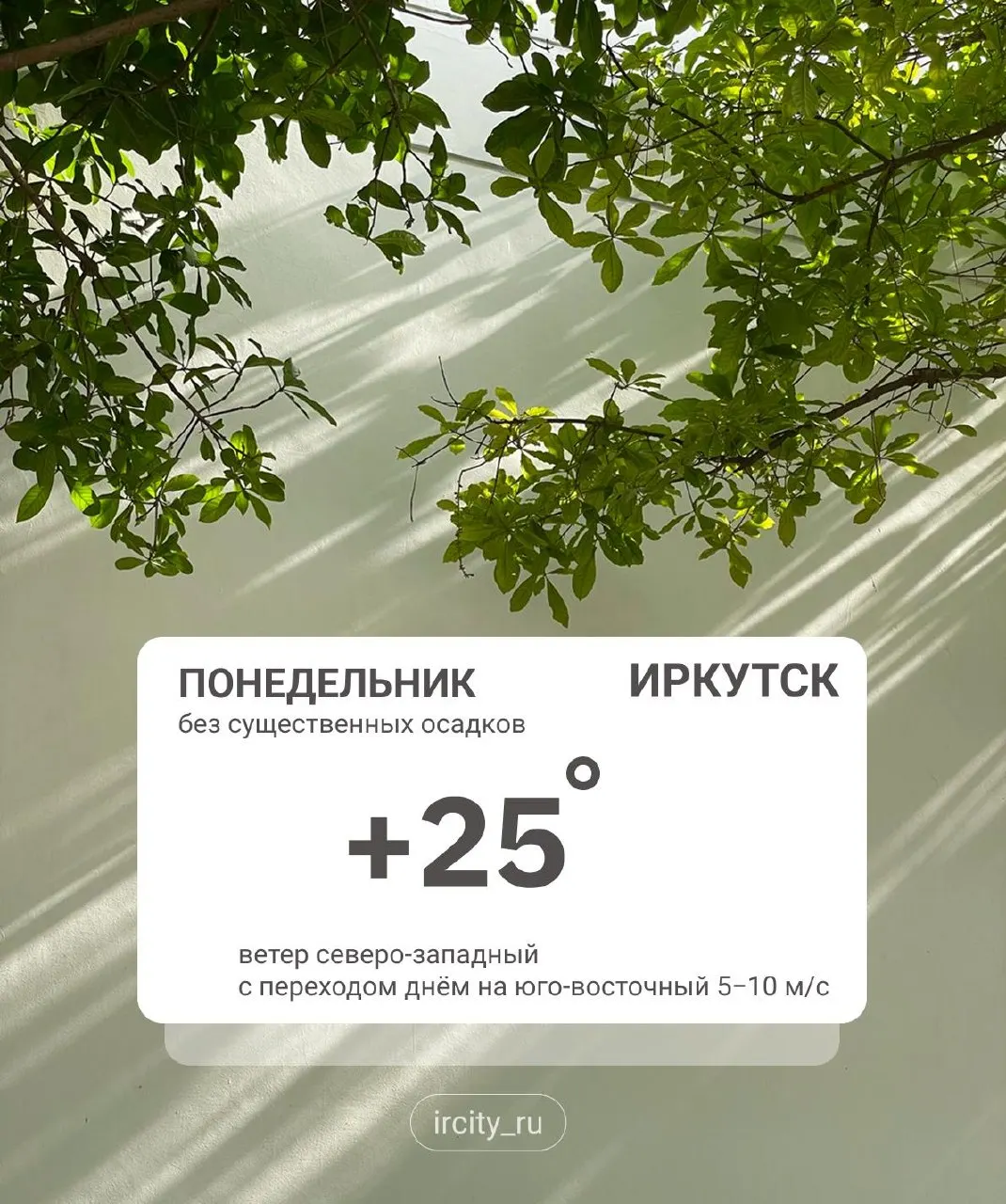 8 июня в Иркутской области в целом без осадков. В отдельных южных и верхнеленских районах возможны кратковременные дожди и грозы; утром местами туман. Температура колеблется от примерно +1°C до +18°C.