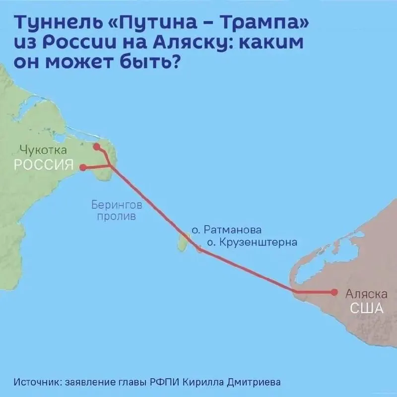 На ПМЭФ планируют подписать соглашение о проектировании тоннеля через Берингов пролив между Чукоткой и Аляской. Протяжённость оценивают до 112 км, а стоимость — свыше $65 млрд.