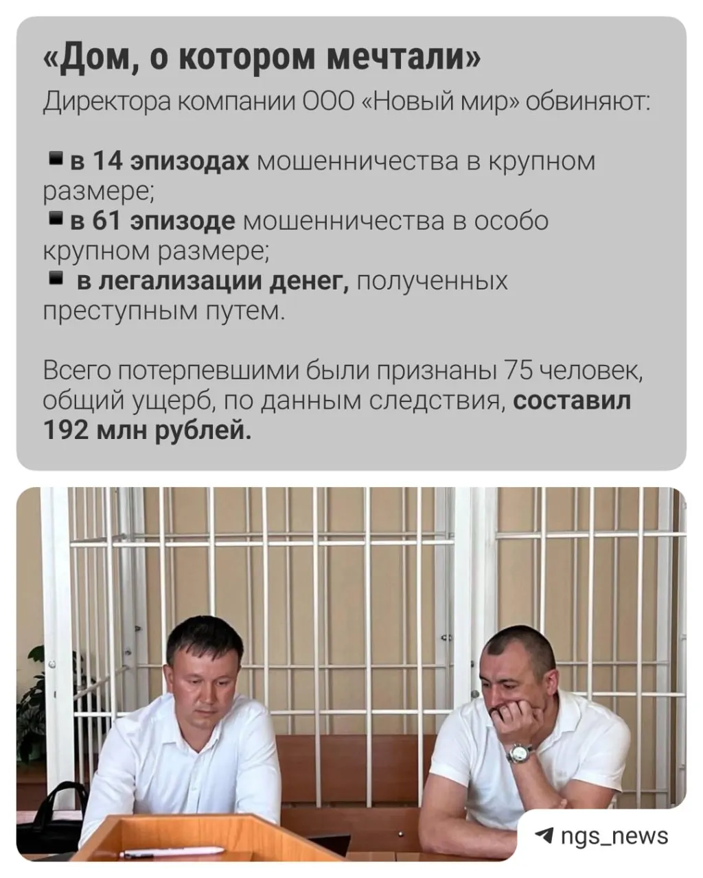 В отношении руководителя ООО «Новый мир» возбуждено уголовное дело по обвинению в крупном и особо крупном мошенничестве: дольщики взяли ипотеку, но остались без домов и с большими долгами.