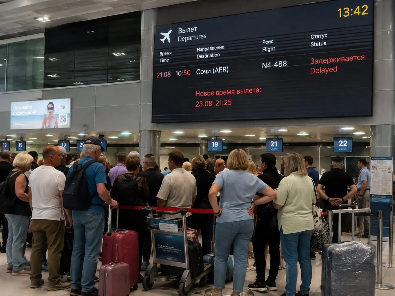 Рейс Nordwind 4-488 из Барнаула в Сочи задерживается уже несколько дней: вылет переносили шесть раз, последний срок — 23 августа. Продажи билетов продолжаются, официального комментария авиакомпании нет.