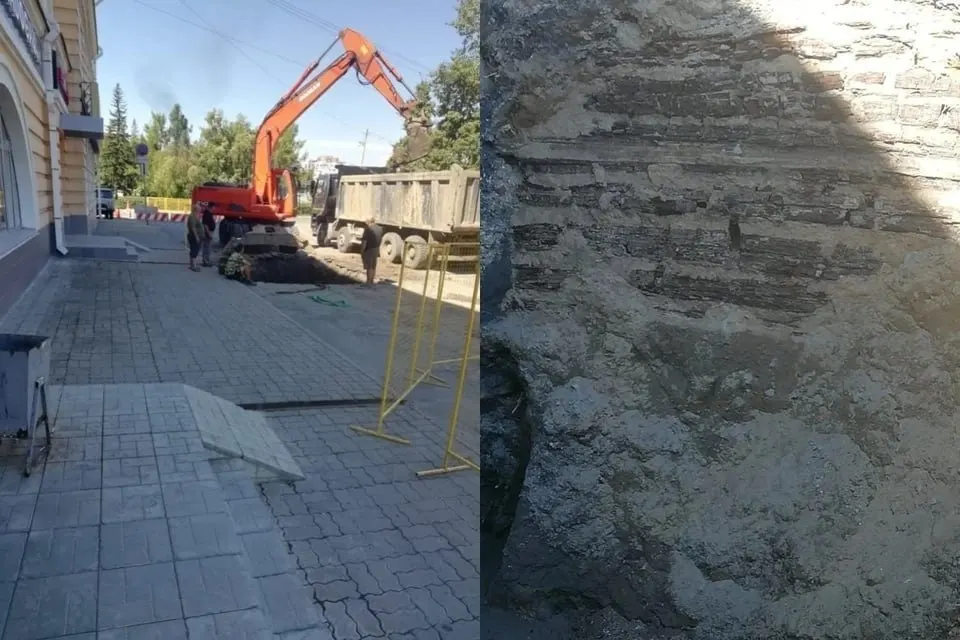 Археологи на Демидовской площади нашли сохранившиеся деревянные срубы и предполагают, что это остатки дома эпохи колыванского наместника Бориса Меллера, разрушенного во времена наводнения.