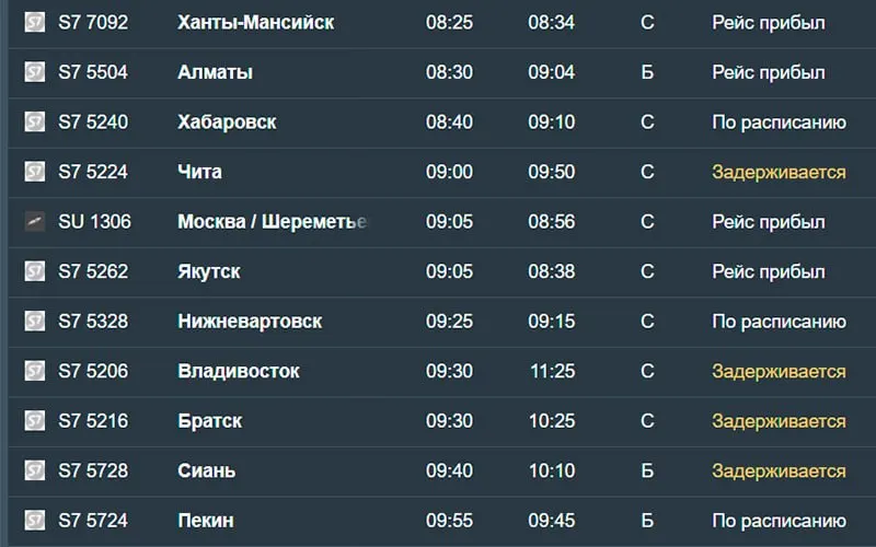 Утром 18 августа 14 рейсов в Новосибирск задержаны; задержки коснулись рейсов из Санкт-Петербурга, Читы, Владивостока и ряда других городов, посадка некоторых самолётов отложена.