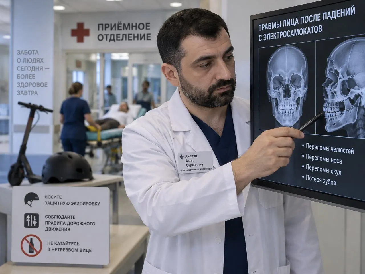За лето в городской больнице зафиксированы переломы челюстей, носа и скул у пациентов после падений с электросамокатов; врачи призывают соблюдать правила дорожного движения и использовать защиту.