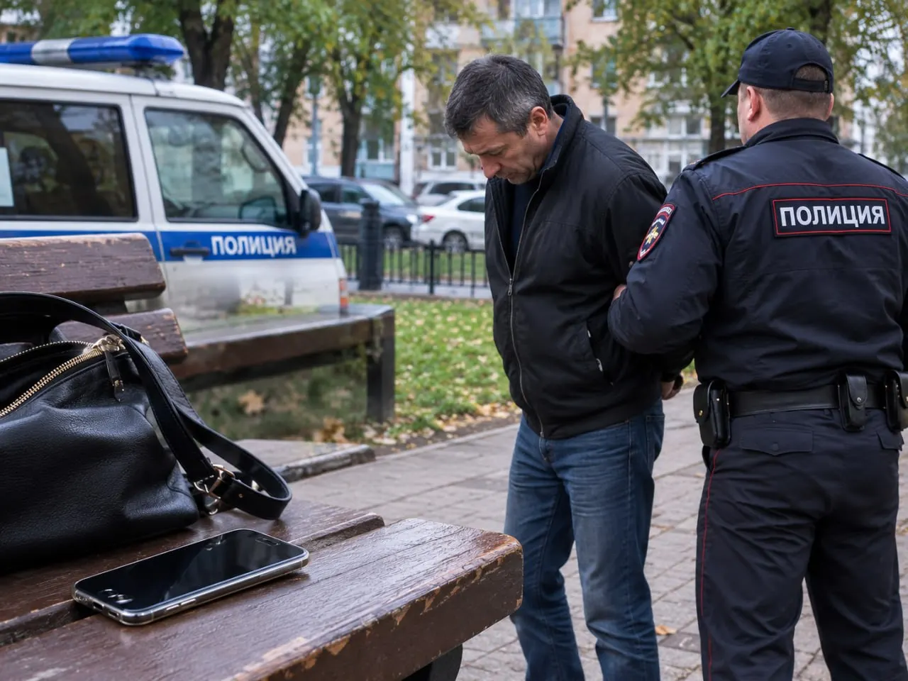 Телефон стоимостью 40 тысяч рублей пропал из сумки, оставленной на улице; подозреваемый задержан.