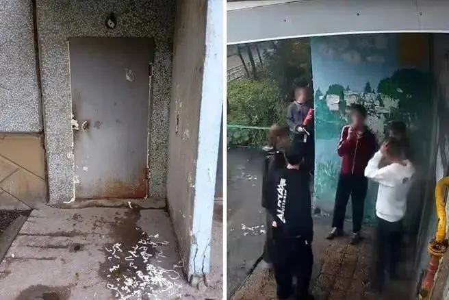 Жильцы дома на улице Полторацкого, 47/1 сообщили о запененной двери подъезда; инцидент произошёл вчера, полиция проводит проверку.
