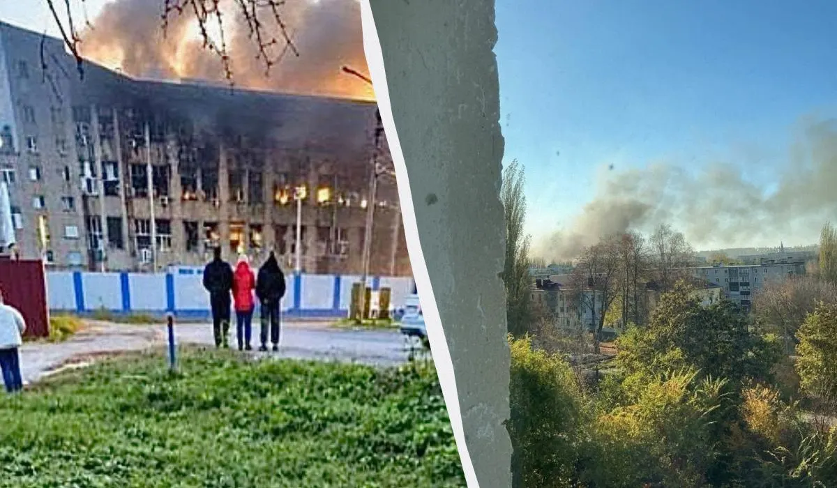 После удара по заводу в Ельце Липецкой области возник крупный пожар; пожарные борются с огнем, ситуация контролируется.