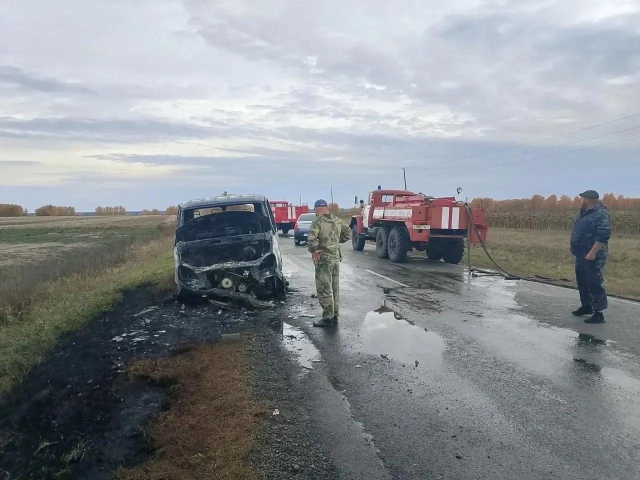 На 32-м километре дороги Павловск — Колыванское загорелась Газель-молоковоз, работающая на газовом топливе. Пожарные оперативно ликвидировали возгорание, пострадавших нет.