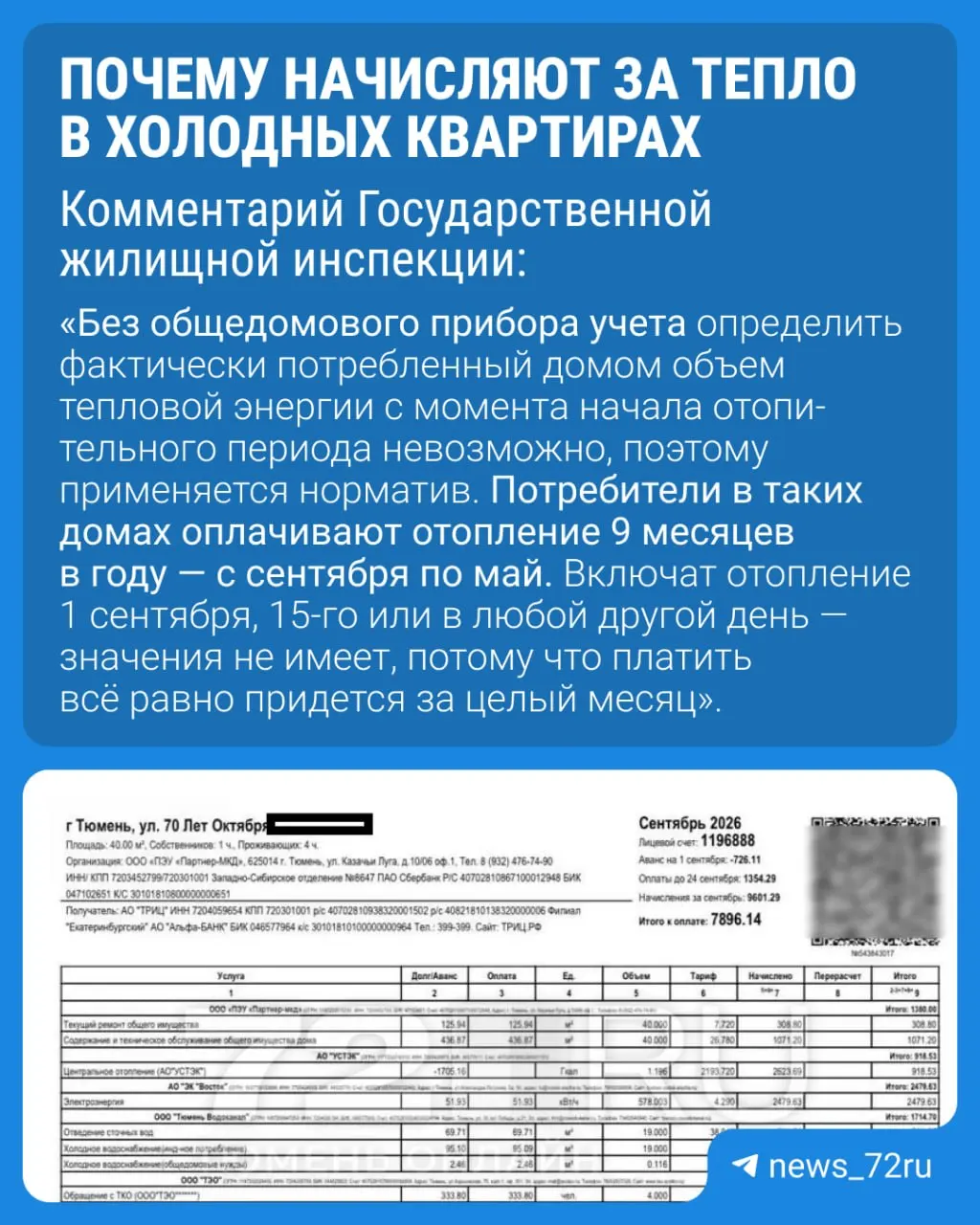 Жители Тюменской области сталкиваются с начислениями за тепло за сентябрь, несмотря на отсутствие отопления; некоторые дома ждут запуска батарей, а счета приходят ранее срока.