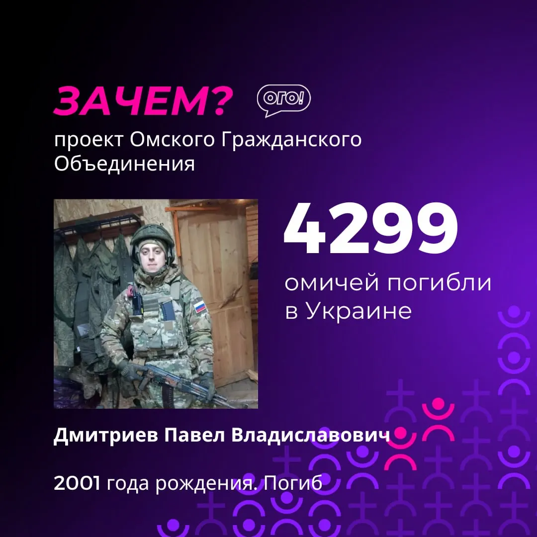 По данным мониторинга, погибло как минимум 4300 жителей Омской области; среди погибших — молодые люди, родившиеся и выросшие в регионе.