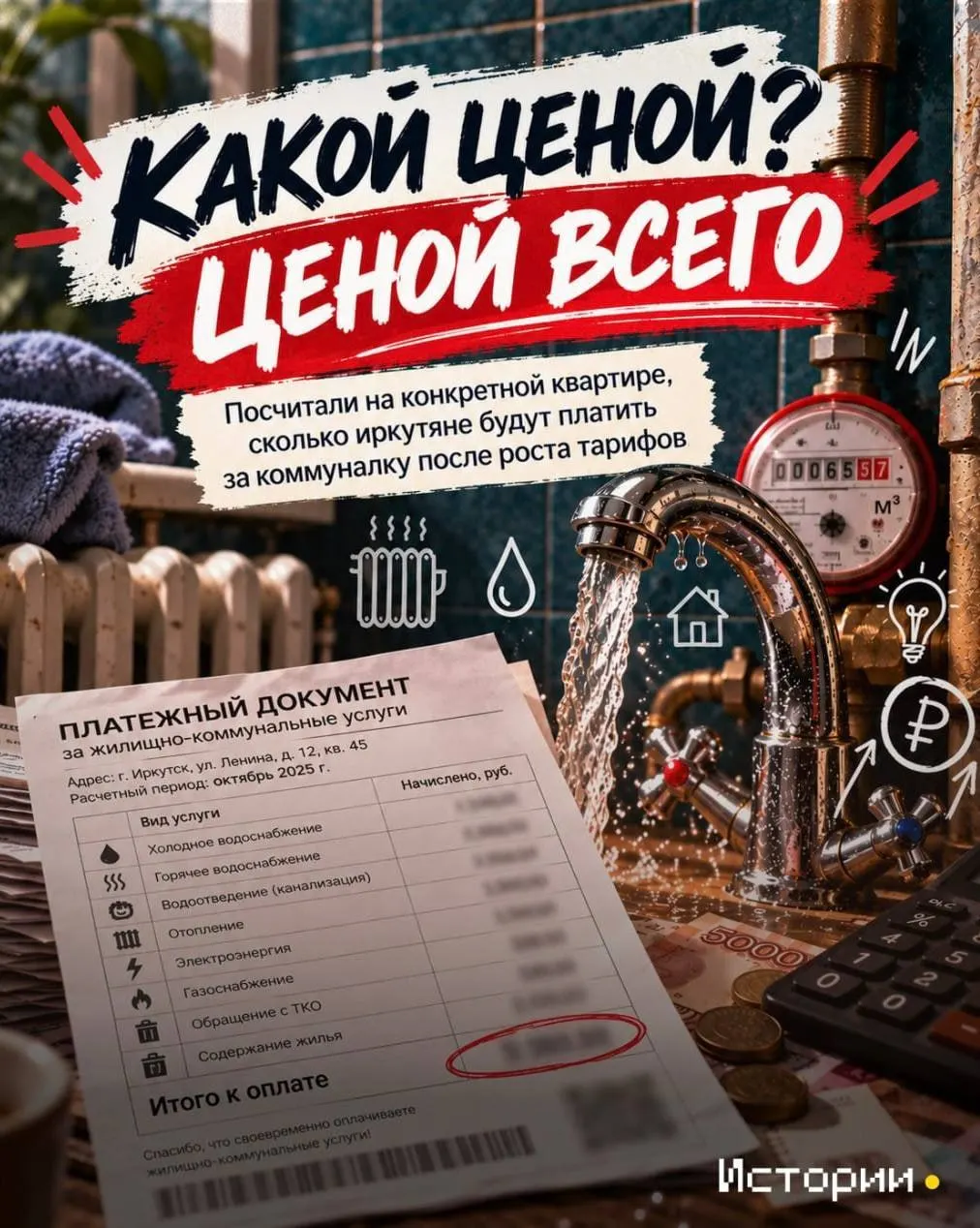 На примере иркутской квартиры пересчитали, как подорожали тепло и вода.